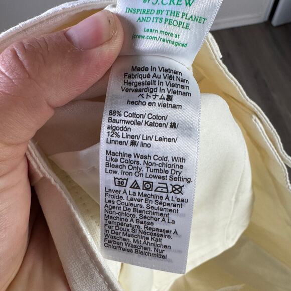 J.Crew Barrel Leg Pants WMNS 27 White Cotton-Linen Blend Stretch Hi-Rise Tapered - Picture 6 of 7